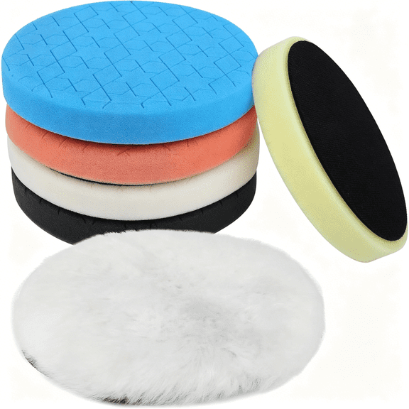 VELIMO 6 Pcs 6 Inch Buffing Pads,Polishing Pads 6.5 Inch 165 Mm Face for 6 Inch 150Mm Base Plate Compounds,Buffer Pads for Polishing and Waxing