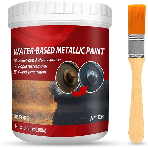 VELIMO Rust Removal Converter Metallic Paint,100G/300G Water-Based Metal Rust Remover,Rust Remover Converter for Metal,Car Anti Rust Paint Chassis Universal with Brush (300g+Brush,1 Set)