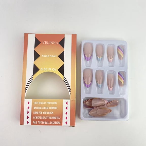 VELINNA False nails, Round nude fake nails, neutral nails