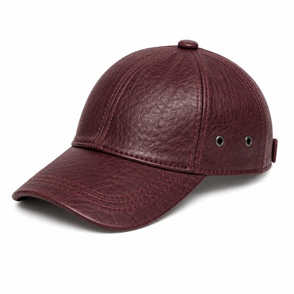 VELMORE Genuine Leather Baseball Cap for Men & Women Handmade Lambskin Soft Real Leather Hat, Adjustable Luxury Dad Cap (Bordo)