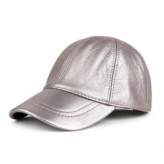 VELMORE Genuine Leather Baseball Cap for Men & Women, Soft Lambskin Real Leather Adjustable Dad Hat (Metalic)