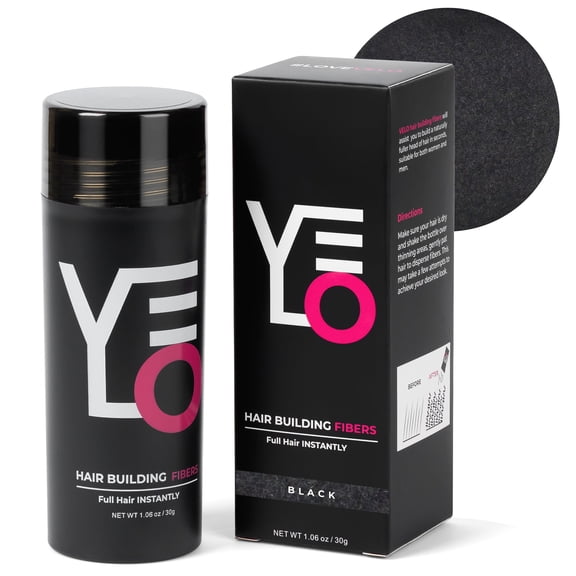 VELO Hair Fibers, 30g Fill in Fine or Thinning Hair, Instantly Thicker, Fuller Look Hair, 10 Shades for Men & Women (Black)