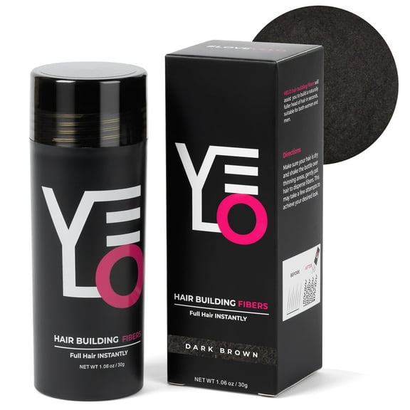 VELO Hair Fibers, 30g Fill in Fine or Thinning Hair, Instantly Thicker, Fuller Look Hair, 10 Shades for Men & Women (Dark Brown)