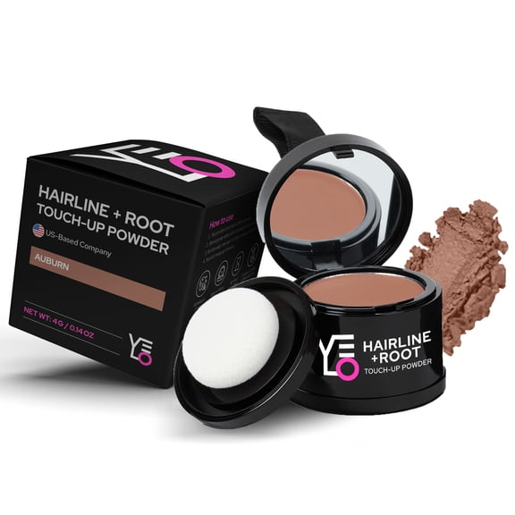 VELO Hairline Powder Root Touch Up, Instant Conceals Grays and Hair Loss, Quick Root Cover Up, Hair Fibers for Thinning Hair, 13 Shades for Women & Men, Long Lasting Formula (Auburn)
