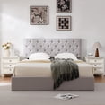 thumbnail image 1 of VELOCAVA Queen Size Bed Frame, Lift Up Storage Bed with Button Tufted Headboard, Under bed Storage, Linen Greige, 1 of 10