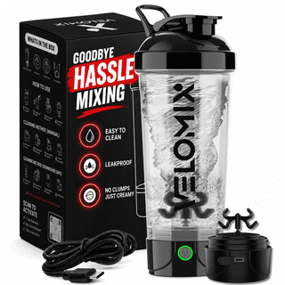 VELOMIX Rechargeable Electric Protein Shaker Bottle with USB-C Cable, 24 fl oz, Clear