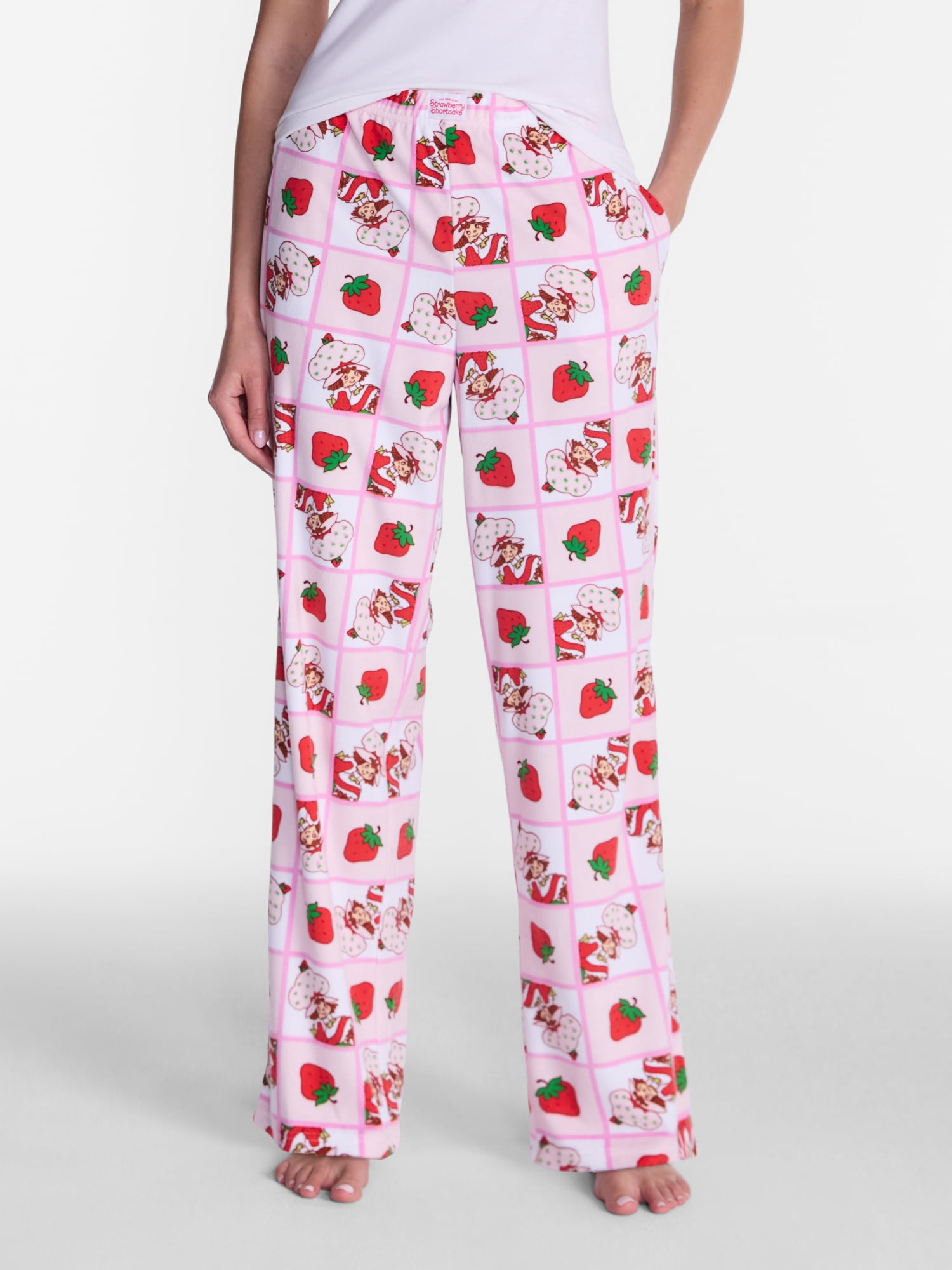 Strawberry Shortcake Women’s Wide Leg Velour Sleep Pants, Sizes XS-3X