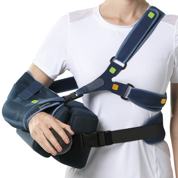 VELPEAU Arm Sling with Abduction Pillow for Men and Women, Shoulder Immobilizer for Rotator Cuff, Sublexion, Surgery, Dislocated, Broken Arm, Includes Stress Ball (Small)