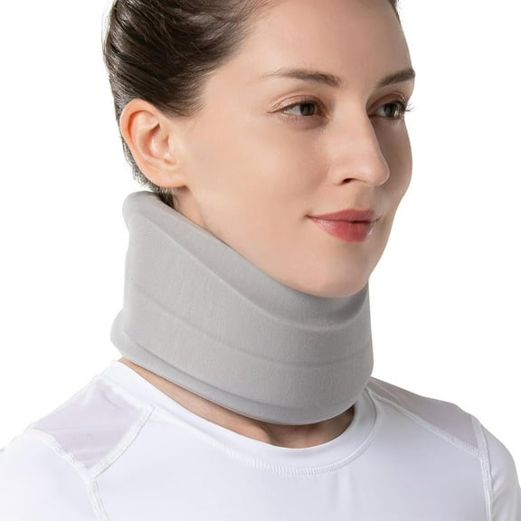VELPEAU Neck Brace for Neck Pain and Support, Soft Cervical Collar for Sleeping, Vertebrae Whiplash Wrap Aligns, Stabilizes & Relieves Pressure in Spine for Women & Men(Grey, Medium 3″)