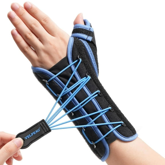 Velpeau Wrist Brace with Thumb Spica Support for Carpal Tunnel, Quick Wrap Hand Splint, Stabilizer for De Quervain's Tenosynovitis, Tendonitis, Arthritis, Sprain & Fracture(Left-L)