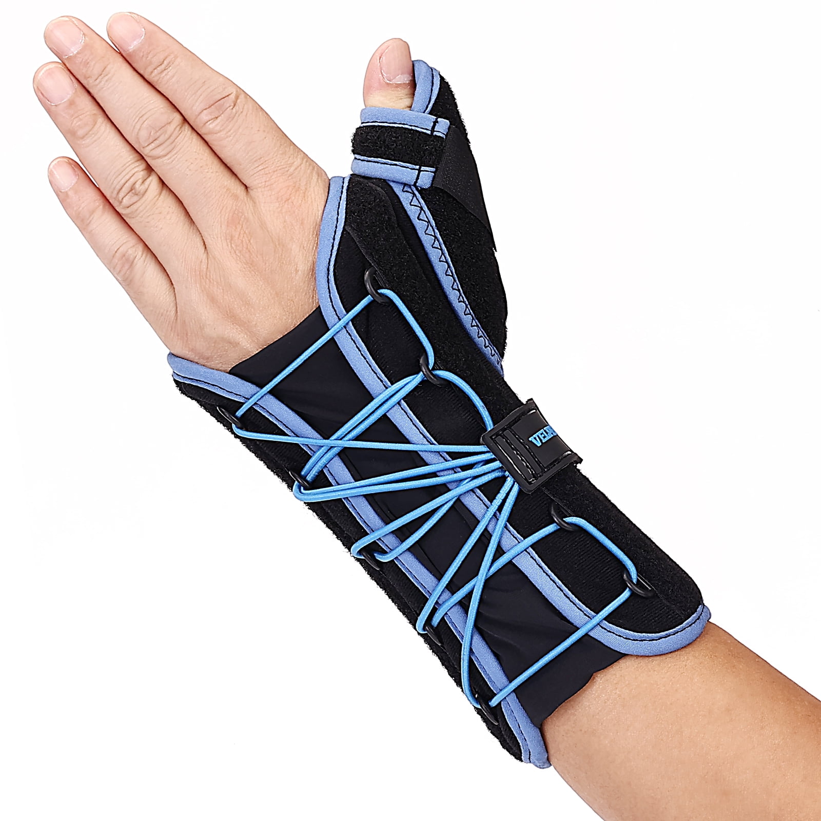 VELPEAU Wrist Brace with Thumb Spica Splint (Drawstring, Left Hand, Large)  