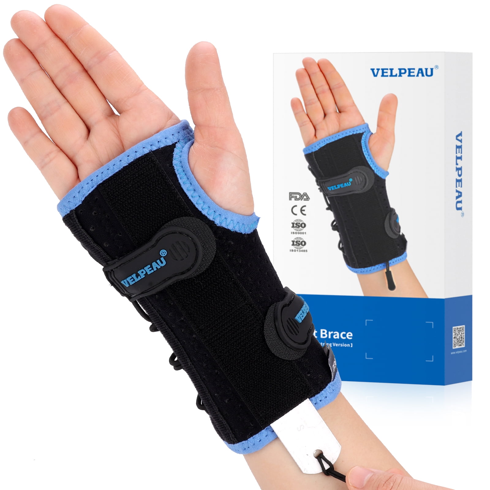 VELPEAU Wrist Support Brace with Metal Splint for Carpal Tunnel Relief (Small, Left Hand