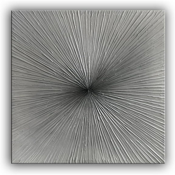 VELVET 3D Abstract Art Oil Patgs on Canvas Texture Silver Gray Color Abstract Artwork Modern Home Decor Canvas Wall Art Ready to Hang for Livg Room Bedroom 18x12inch Framed