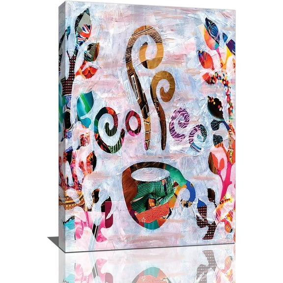 VELVET Abstract Banksy Coffee Wall Art Graffiti Pictures Wall Decor Dining Room Canvas Painting Modern Artwork Home Decoration for Kitchen Cafe Coffee Bar 12x18inch Framed