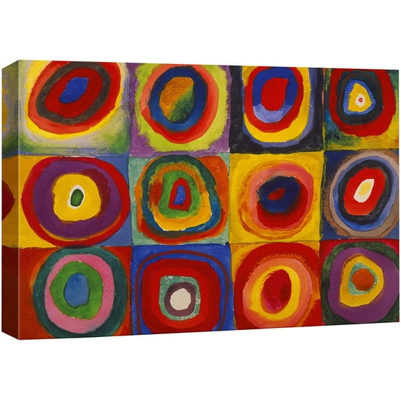 VELVET Abstract Canvas Art Squares with Concentric Circles Squares with Concentric Circles by Wassily Kandsky Giclee Canvas Prts Wrapped Gallery Wall Art | Stretched and Ready to Hang 10x8inch Framed