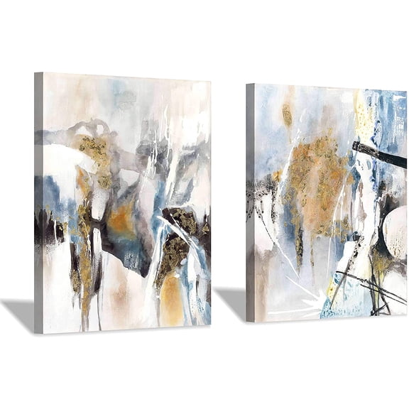 VELVET Abstract Canvas Wall Art Picture: Multicolor Prt Patg Artwork for Bathroom 10x8inch Unframed