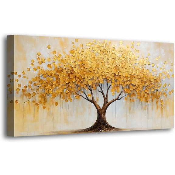 VELVET Abstract Canvas Wall Art Wall Decor Living Room,Tree of Life Wall Art Office Kitchen Paintings Artwork Modern Gold Leaf Tree Pictures Art Prints Waterproof Ready to Hang- 24x20inch Framed