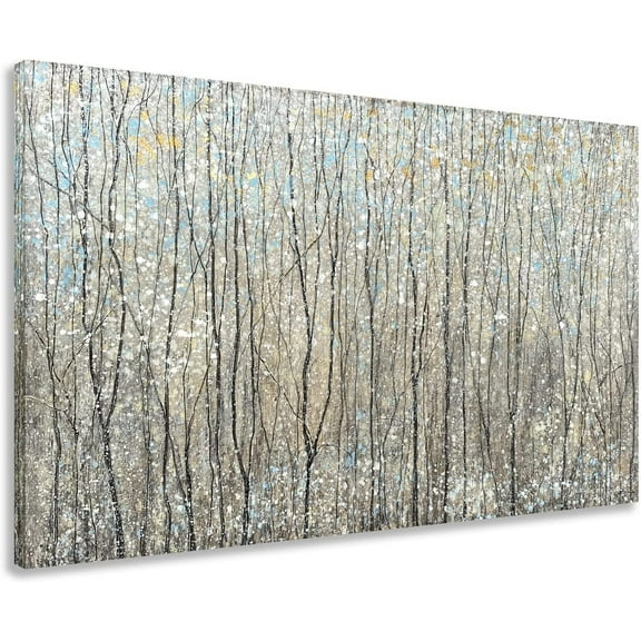 VELVET Abstract Tree Canvas Wall Art Brown Forest Paintings with Gold Foil Modern Landscape Pictures for Living Room Bedroom Bathroom Decor 10x8inch Framed