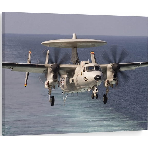 VELVET Airplane Canvas Wall Art Prints E-2D Advanced Hawkeye Fighter Jet Poster Aviation Art Wall Decor U.S Air Force Picture Artwork Military Plane Decoration For Boys Room 18x12inch Framed