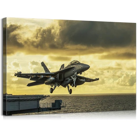 VELVET Airplane Decor Fighter Jet Poster F/A-18 Strike Fighter Airplane Art Airplane Wall Decor Aviation Poster Military Wall Art Airplane Patg Navy Military Decor for Boys Decor 24x20inch Framed