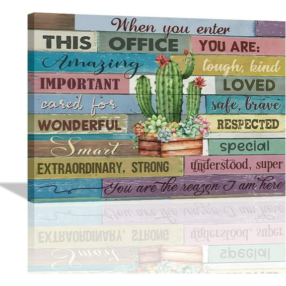 VELVET Amazing Tough Kind Print Canvas Wall Art Cactus Succulents Office Inspirational Poster School Counselor & Therapist Decor 24x16inch Framed