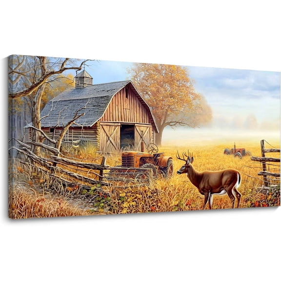 VELVET Animal Canvas Wall Art Decor - Deer Canvas for Wall Decor, Farm Artwork Decor, Large Wall Art for Livg Room Bedroom Bathroom, 10x8inch Framed