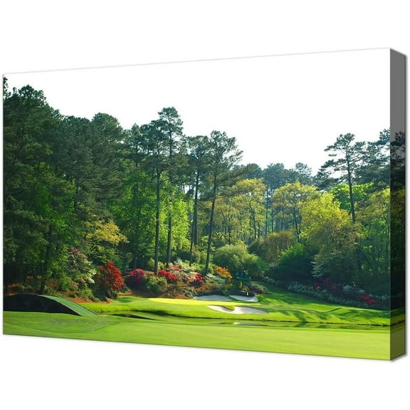 VELVET Augusta Golf Course Wall Art Golf Course Picture Poster Canvas Prts - Golf Wall Decor for Livg Room Bedroom Home Decorations Artwork Ready to Hang 20x16inch Framed