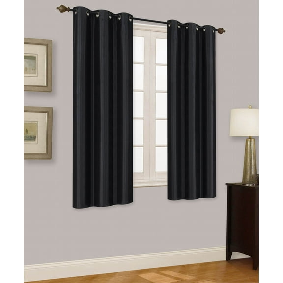 VELVET BLACK BLACKOUT ENERGY EFFICIENT THERMAL PANEL WINDOW GROMMET DRAPE LIGHT FILTERING SIZE 35" WIDE X 63" LENGTH EACH PANEL