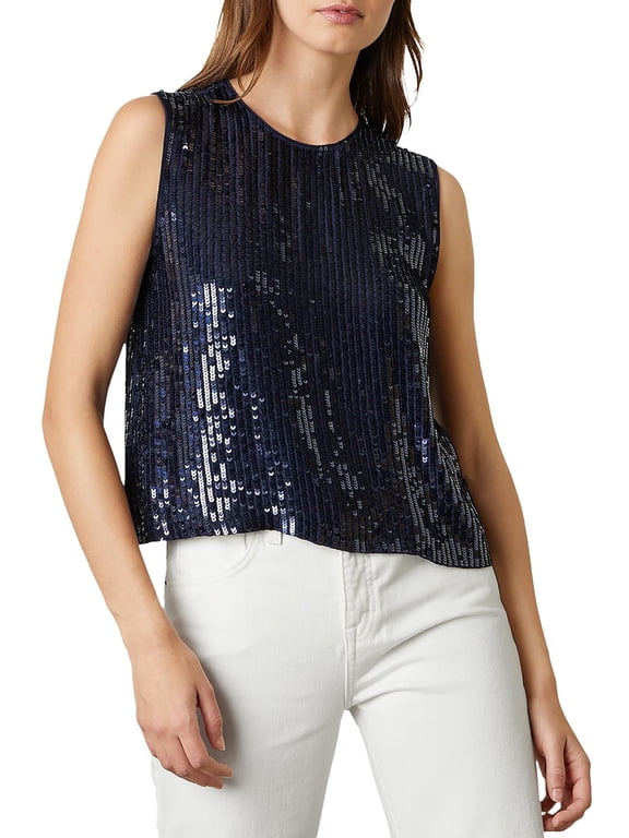VELVET BY GRAHAM & SPENCER Womens Sequined Sleeveless Tank Top