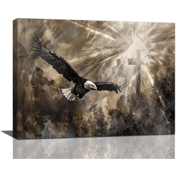 VELVET Bald Eagle Canvas Wall Art Eagle Pictures Painting Wall Decor Modern Artwork Prints Home Decoration for Bathroom Bedroom Living Room Office 16x12inch Framed