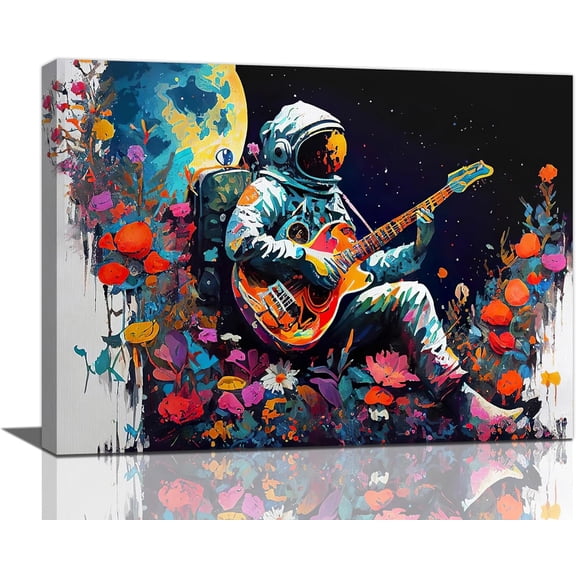 VELVET Banksy Canvas Wall Art Astronaut Guitar Graffiti Street Patg Pictures Wall Decor Space Pop Culture Prts Modern Artwork Home Decoration For Bathroom Bedroom Livg Room Office 10x8inch Unframed