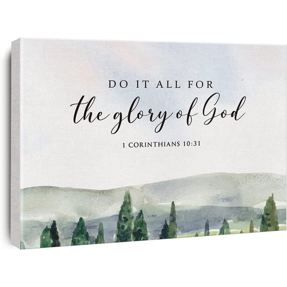 VELVET Bible Verse Watercolor Canvas Print Decor Do It All for the Glory of God 1 Corinthians 10 : 31 Wall Painting Posters ArtworkModern Home Office Decoration 24x16inch Framed