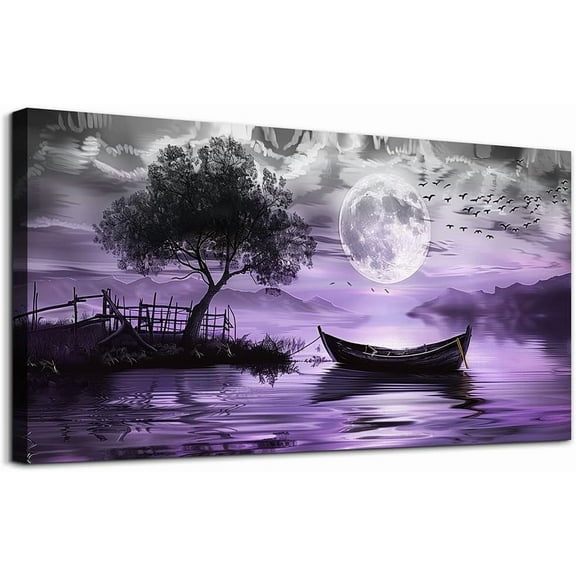 VELVET Black And White Wall Patgs Canvas Wall Art For Livg Room Large Wall Decor For Bedroom Office Decorations Purple Scenery Abstract Wall Pictures Artwork Canvas Prts Home Decor 10x8inch Framed