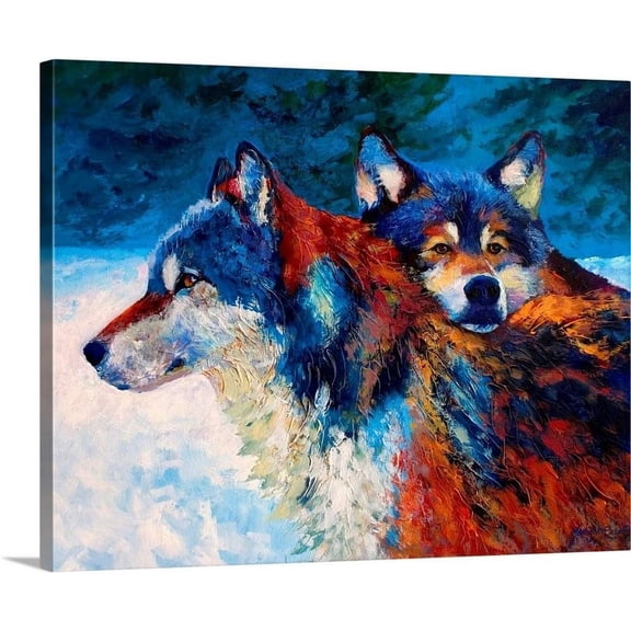 VELVET Buds Canvas Wall Art Print by Marion Rose, Home Decor, Wildlife, Wolf Artwork, 24x20inch Framed