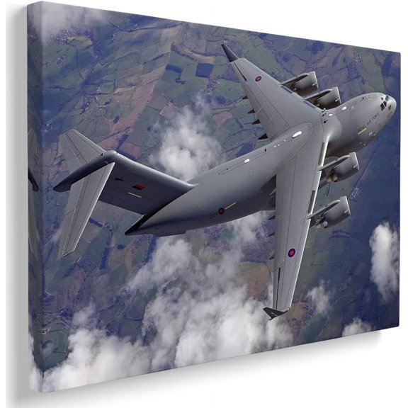 VELVET C-17 Aviation Canvas Wall Art Prints C-17 Globemaster III Air Force Poster Boeing Airplane Decor Fighter Jet Picture Artwork Military Plane?Wall?Decor Home Bedroom Decoration 14x11inch Framed