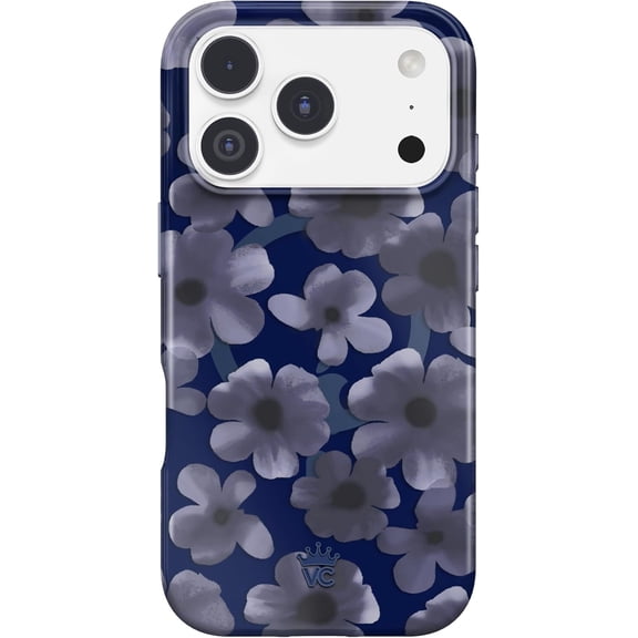 VELVET CAVIAR Case for iPhone 17 Pro | Compatible with MagSafe | 10ft Drop Tested | Protective Designer Cases | Midnight Blossom Blue Flowers
