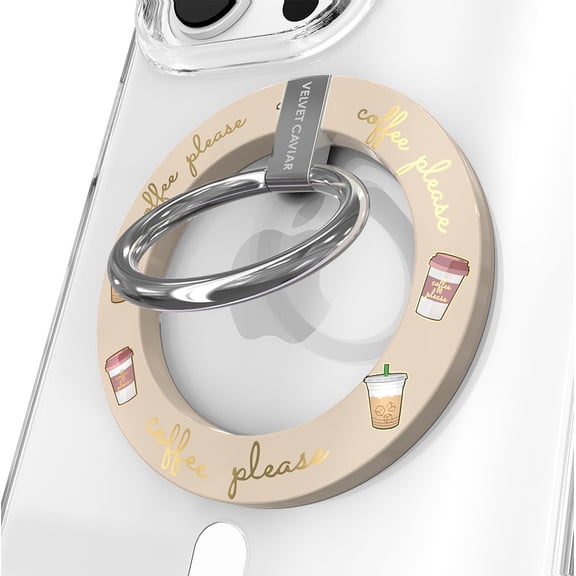 VELVET CAVIAR Compatible with MagSafe Phone Grip - Magnetic Ring Holder with Adjustable Stand (Coffee First)