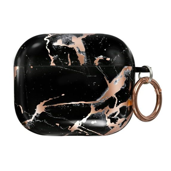 VELVET CAVIAR Cute Black Marble Rose Gold Chrome AirPods 3 Case compatible with AirPods 3rd Generation - Protective Hard Cover with Keychain for Girls & Women