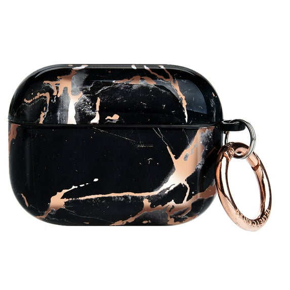 VELVET CAVIAR Cute Black Marble Rose Gold Chrome AirPods Pro Case compatible with AirPods Pro 1st / 2nd Generation - Protective Hard Cover with Keychain for Girls & Women
