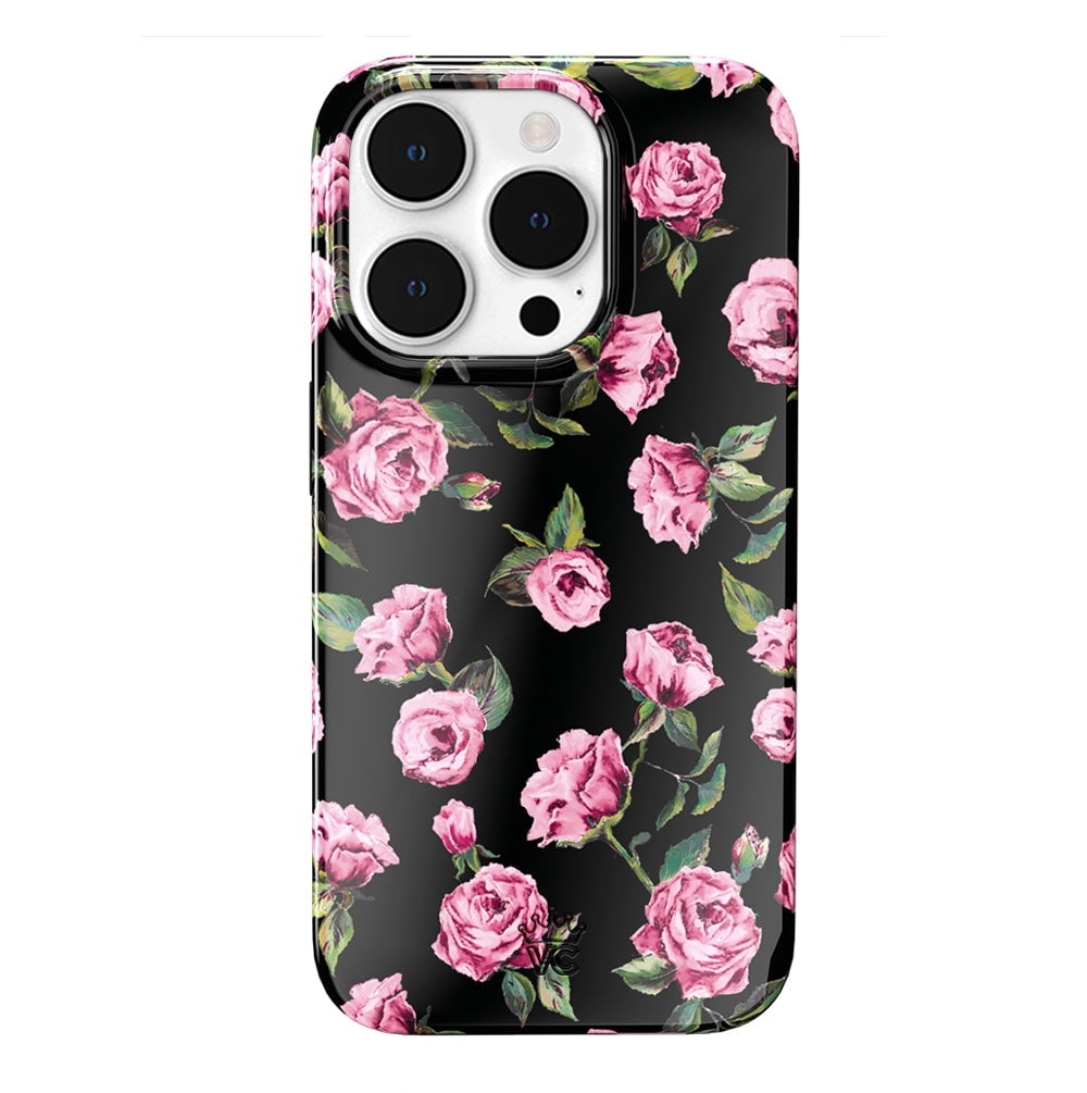 VELVET CAVIAR for Floral iPhone 14 Pro Max Case Compatible with MagSafe - Cute Protective Black Case for Women - Pink Rose Flower