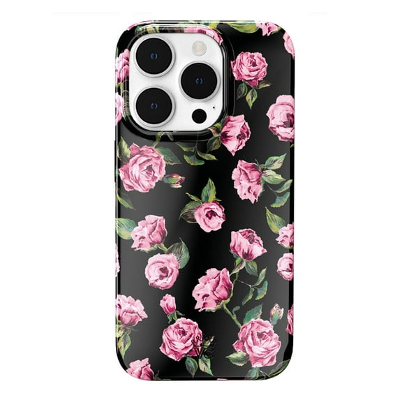 VELVET CAVIAR for Floral iPhone 14 Pro Max Case Compatible with MagSafe - Cute Protective Black Case for Women - Pink Rose Flower