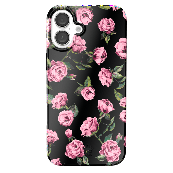 VELVET CAVIAR for Floral iPhone 16 Plus Case - Compatible with MagSafe - Cute Protective Black Case for Women - Pink Rose Flower