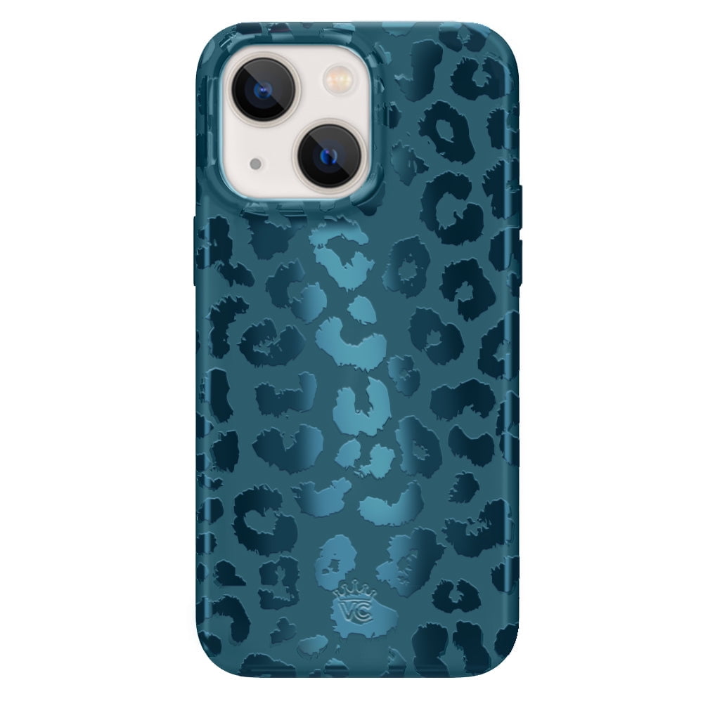VELVET CAVIAR for iPhone 13 Mini Case Compatible with MagSafe - Cute Protective Phone Cases for Women - Metallic Navy Blue Leopard Cheetah Print