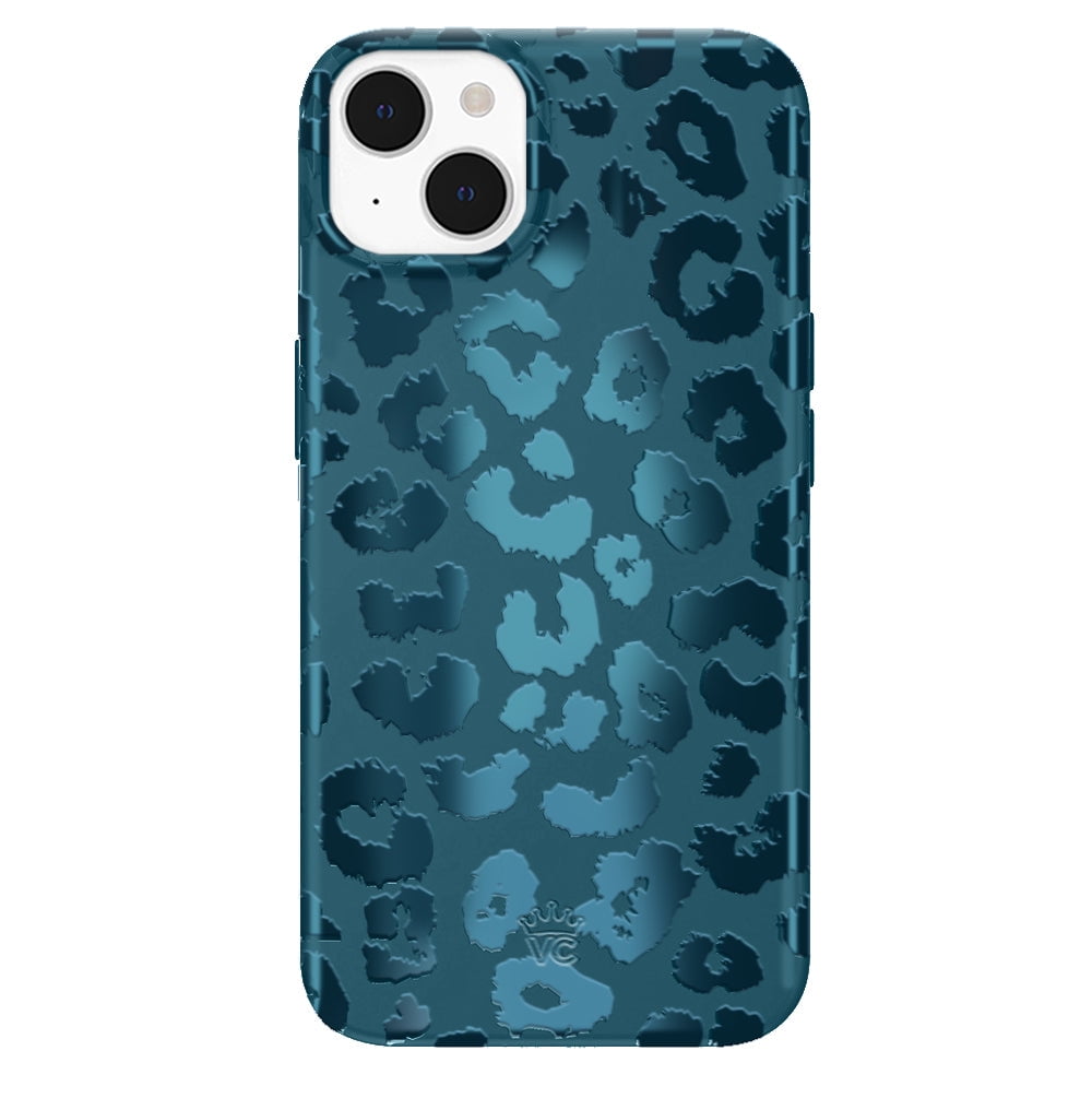 VELVET CAVIAR for iPhone 14 Case Compatible with MagSafe - Cute Protective Phone Cases for Women - Metallic Navy Blue Leopard Cheetah Print