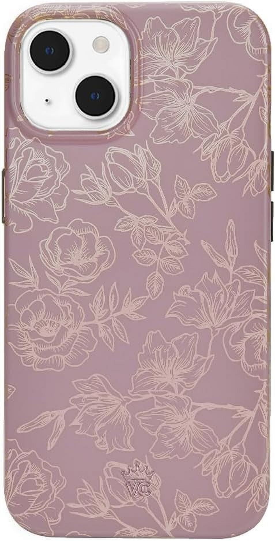 VELVET CAVIAR for iPhone 14 Case Rose Gold Flowers - Compatible with MagSafe - Protective Mauve Purple Case for Women - Dusty Rose Floral