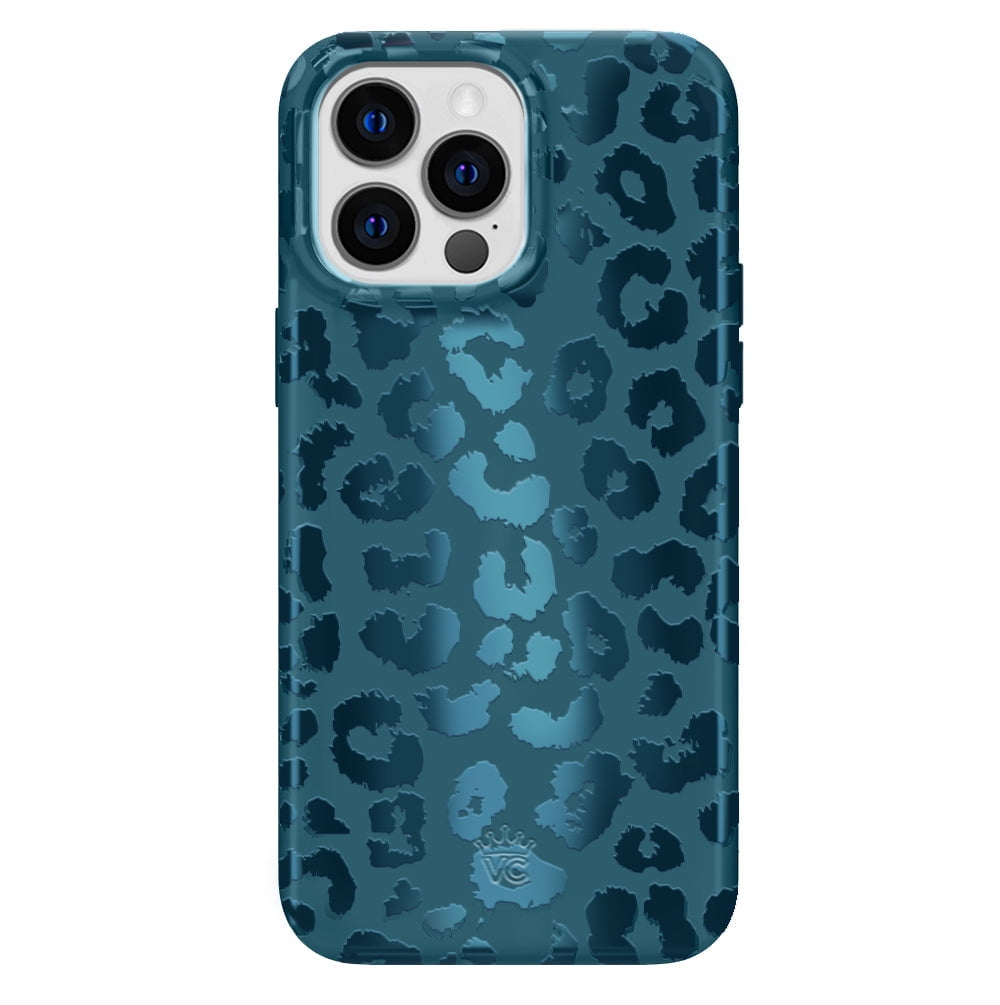 VELVET CAVIAR iPhone 12 / iPhone 12 Pro Case Compatible with MagSafe - Cute Protective Phone Cases for Women - Metallic Navy Blue Leopard Cheetah Print