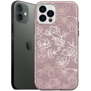 VELVET CAVIAR for iPhone 12 / iPhone 12 Pro Case Rose Gold Flowers - Compatible with MagSafe - Protective Mauve Purple Case for Women - Dusty Rose Floral