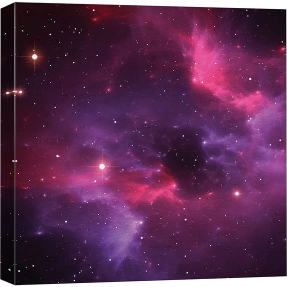 VELVET Canvas Print Wall Art Pink & Purple Galaxy with Stars Astronomy & Space Sky Digital Art Modern Art Global Scenic Colorful Multicolor for Living Room, Bedroom, Office 10x8inch Framed
