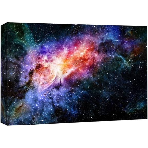 VELVET Canvas Print Wall Art Purple, Orange & Red Space Nebula Astronomy & Space Aurora Digital Art Modern Art Contemporary Scenic Colorful Ultra for Living Room, Bedroom, Office - 10x8inch Framed