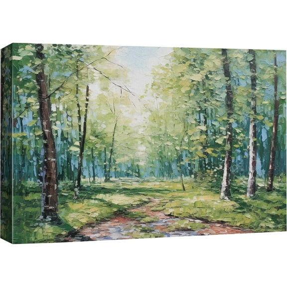 VELVET Canvas Print Wall Art Sunlight Sunshine Summer Forest Trees Nature Wilderness Decorative Landscape Relax/Calm for Living Room, Bedroom, Office - 10x8inch Framed